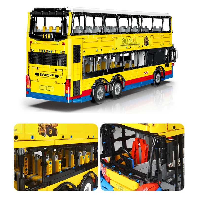 4314PCS YC-QC015 MOC 이층 버스 기술 벽돌 원격 제어 버전 빌딩 블록 어린이를위한 성인 선물
