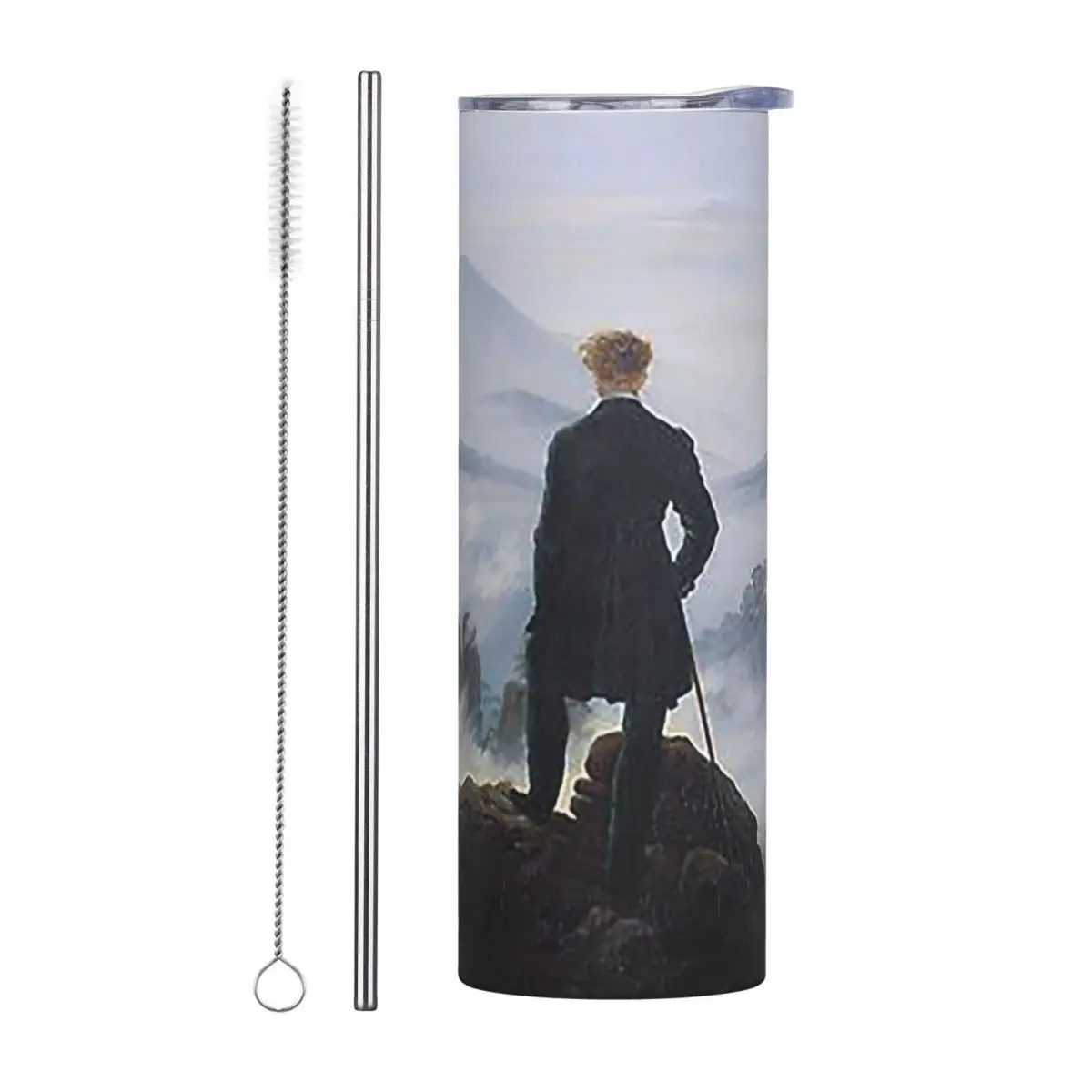Wanderer Above The Sea Of Fog - Caspar David Friedrich Stainless Steel Tumbler Mugs Thermal Cold Cups Straws With Lid 20oz