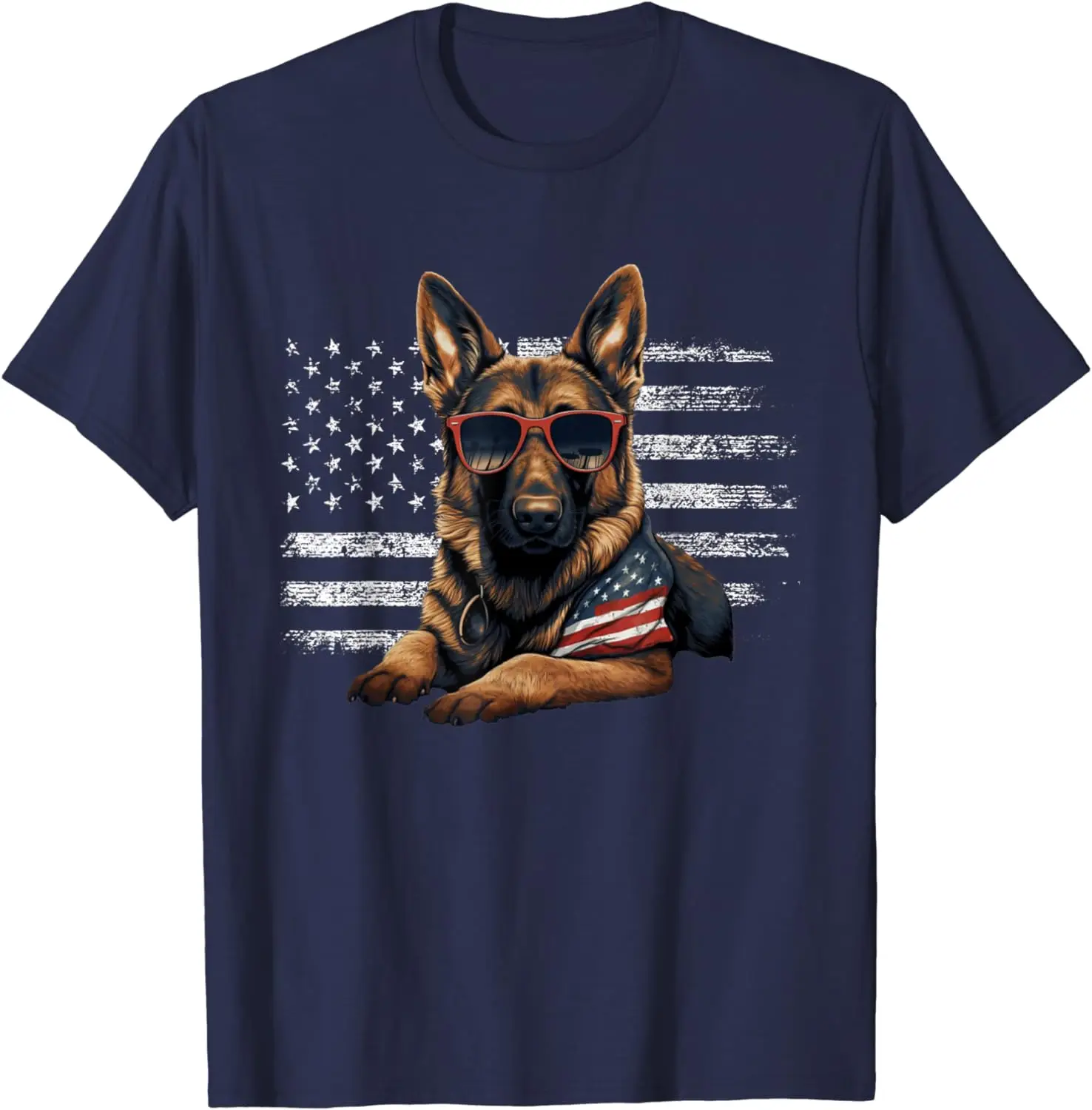 German Shepherd 4th Of July Shirt Men Women USA Flag T-Shirt