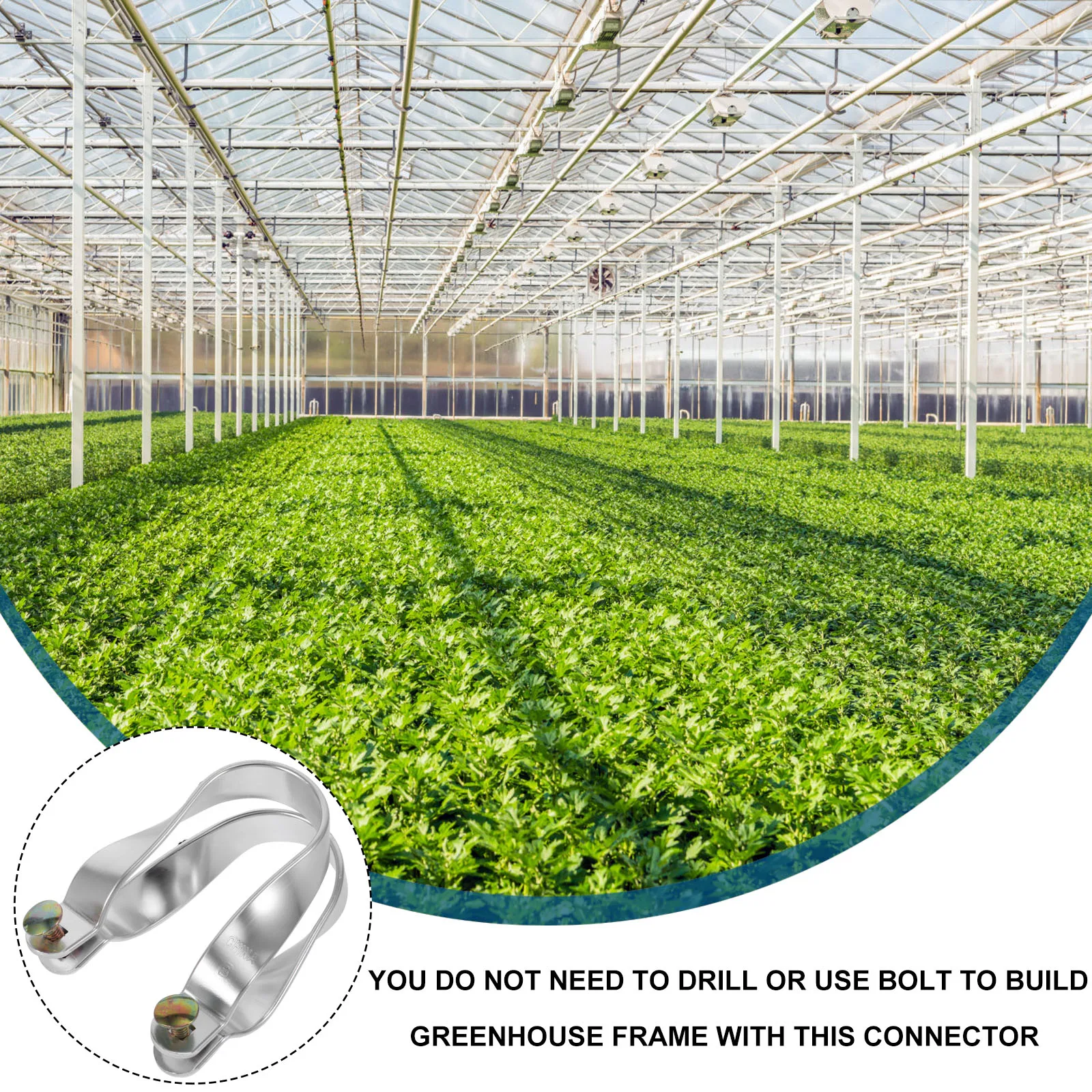 

5Sets Aluminum Bracket Heavy Duty Replacement Greenhouse Frame Clamp Non Invasive Clips Tube Connector Frame Clamp