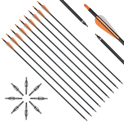 12/24pcs Mixed Carbon Arrow 31inch Spine 500 Diameter 7.8 mm for Compound/Recurve Bow Archery Shooting