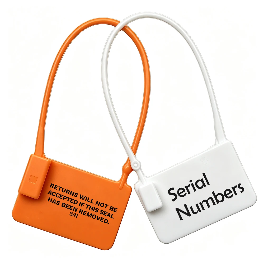 100 Stück Individuelle Kunststoff-Hängeetiketten für Kleidung, Taschen, Weiß, mit Sicherheitsschloss, Logo, Geschenk- und Reiseetiketten, 165 mm/6,5 Zoll – Detail 4
