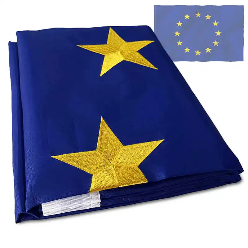 

Embroidered EU Flag European Union Banner 90x150cm Waterproof Durable Nylon Brass Grommets For Decoration Celebration Sports