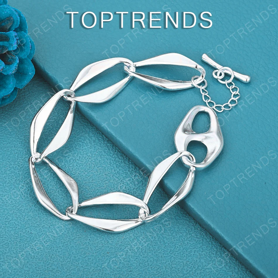 Image of Modischer Charm-Schmuck für Damen, geometrisches Armband aus 925er Sterlingsilber, schönes Geschenk für Hochzeit, Geburtstag, Party, einfache Accessoires