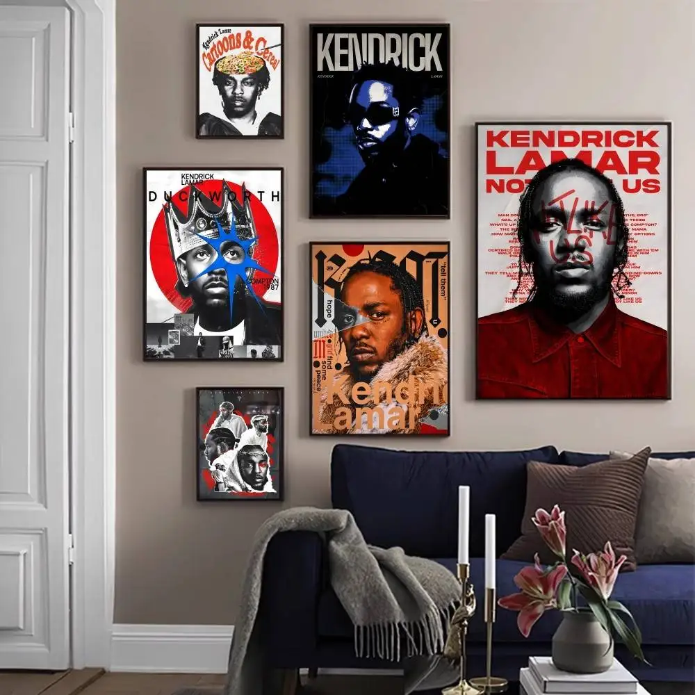 Kendrick Lamar Rapper Anime-Poster, selbstklebende Wandkunst in HD-Qualität, Retro-Poster für Zuhause, Kawaii-Raumdekoration