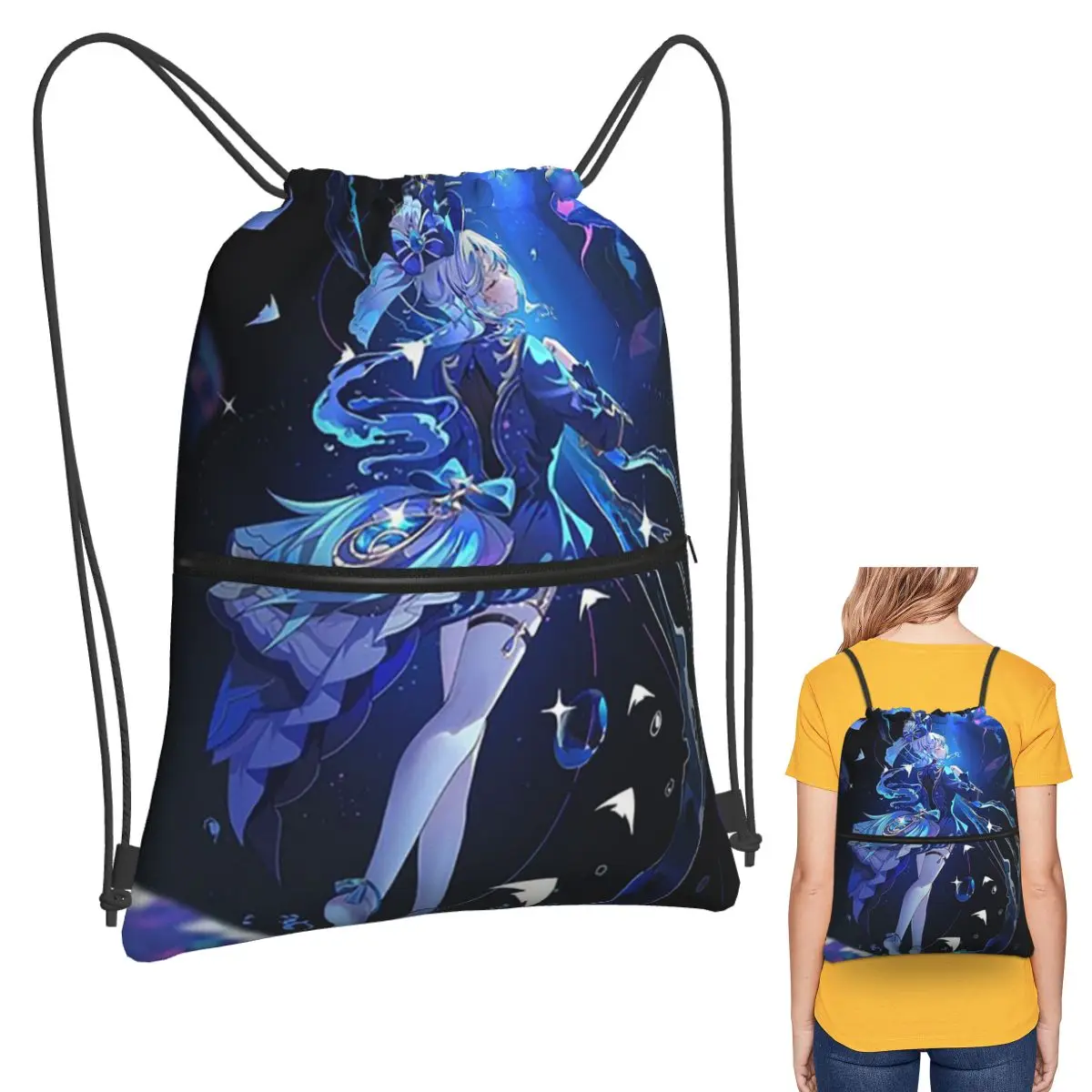 

Furina Genshin Impact Backpacks Casual Drawstring Bags Sports Bag Book Bags for Man Woman Students