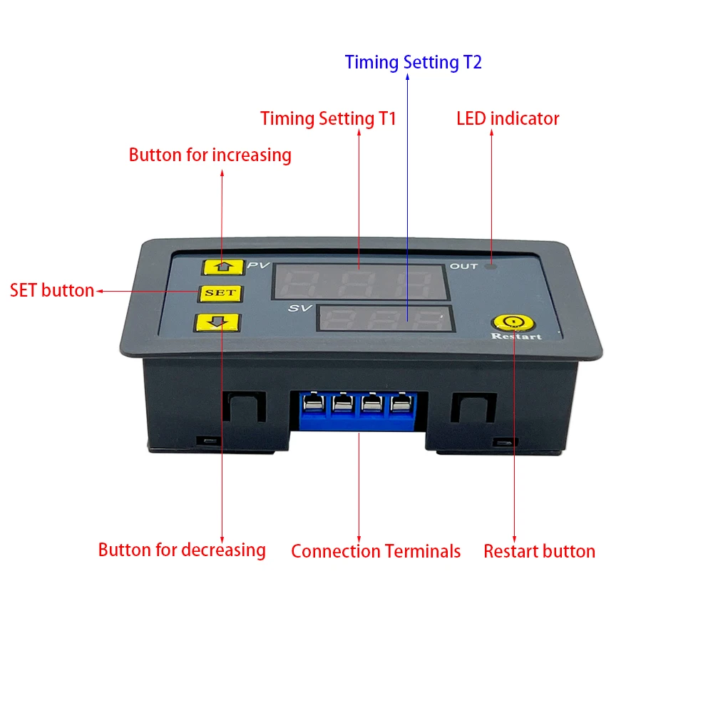 AC 110V 220V DC 12V Digital Time Delay Relay LED Display Cycle Timer Control Switch Adjustable Timing Relay Time Delay Switch