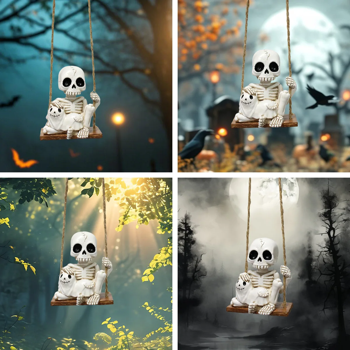 1Set Halloween Dekorative Hängen Geist Schädel Skelett Gaze Spuk Home Party Horror Requisiten Aufhänger Haus Hof Party Hängen – Detail 12