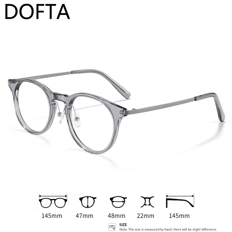 DOFTA Retro Round Myopia Glasses Frame Women Men  Acetate + Titanium Prescription Glasses Frame Female Eyewear