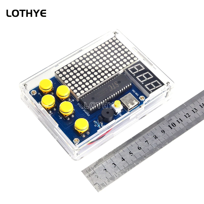 Pixel Game Machine Kit DIY Electronic Kit 51 Microcontroller Snake Plane Racing Game Fun Soldering Assembly With Acrylic Case