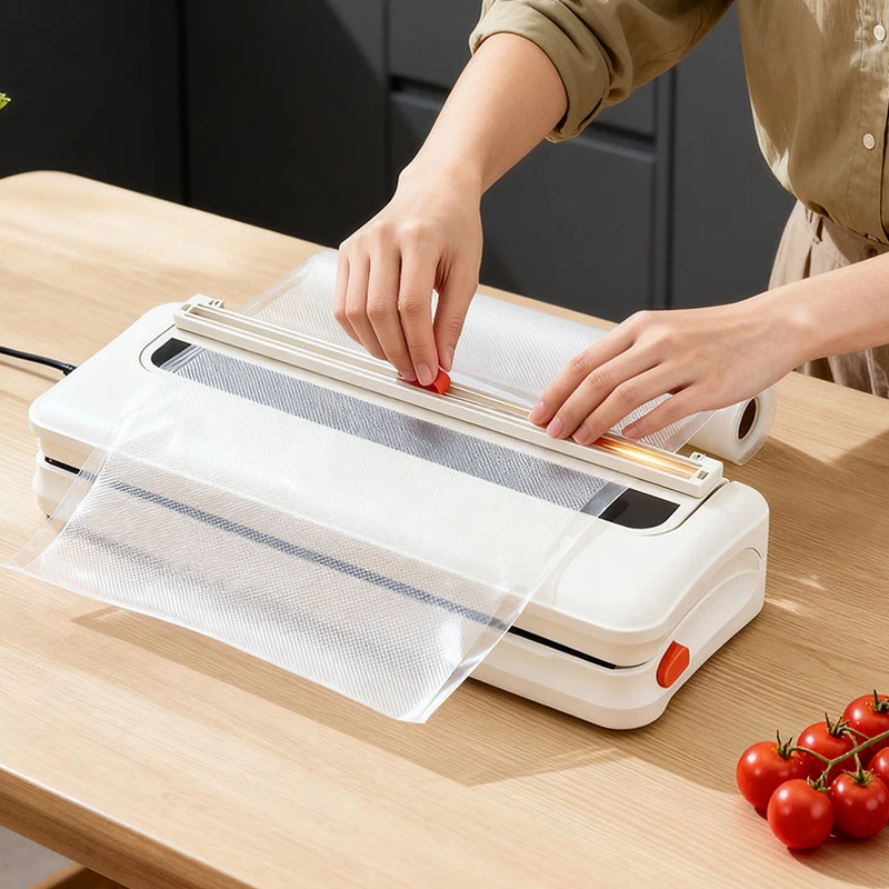 NEW Electric Vacuum Sealer Food Storage Seal Touch Button Dry/Wet Built-in Cutter Kitchen Food Sealing Vacuum Packaging Machine