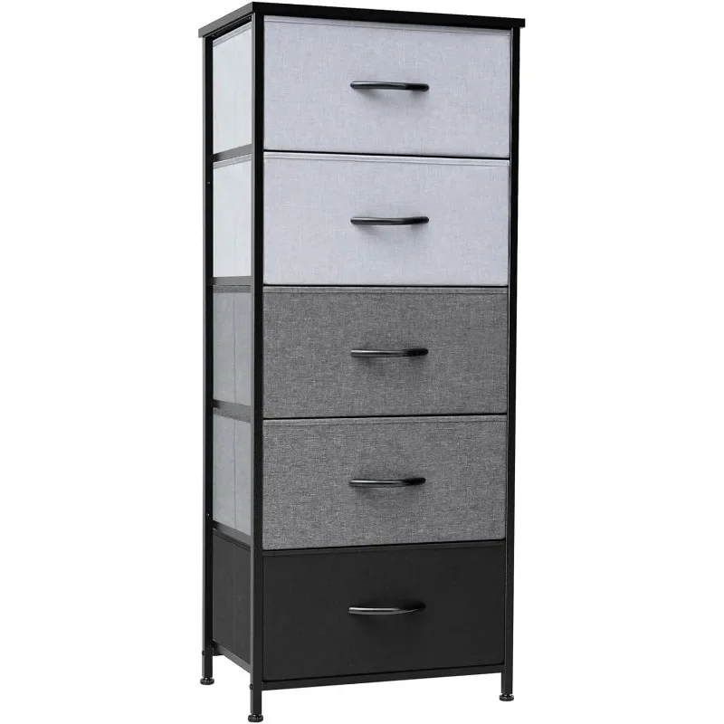 Crestlive Products Vertical Dresser Storage Tower - Sturdy Steel Frame, Wood Top, Easy Pull Fabric Bins