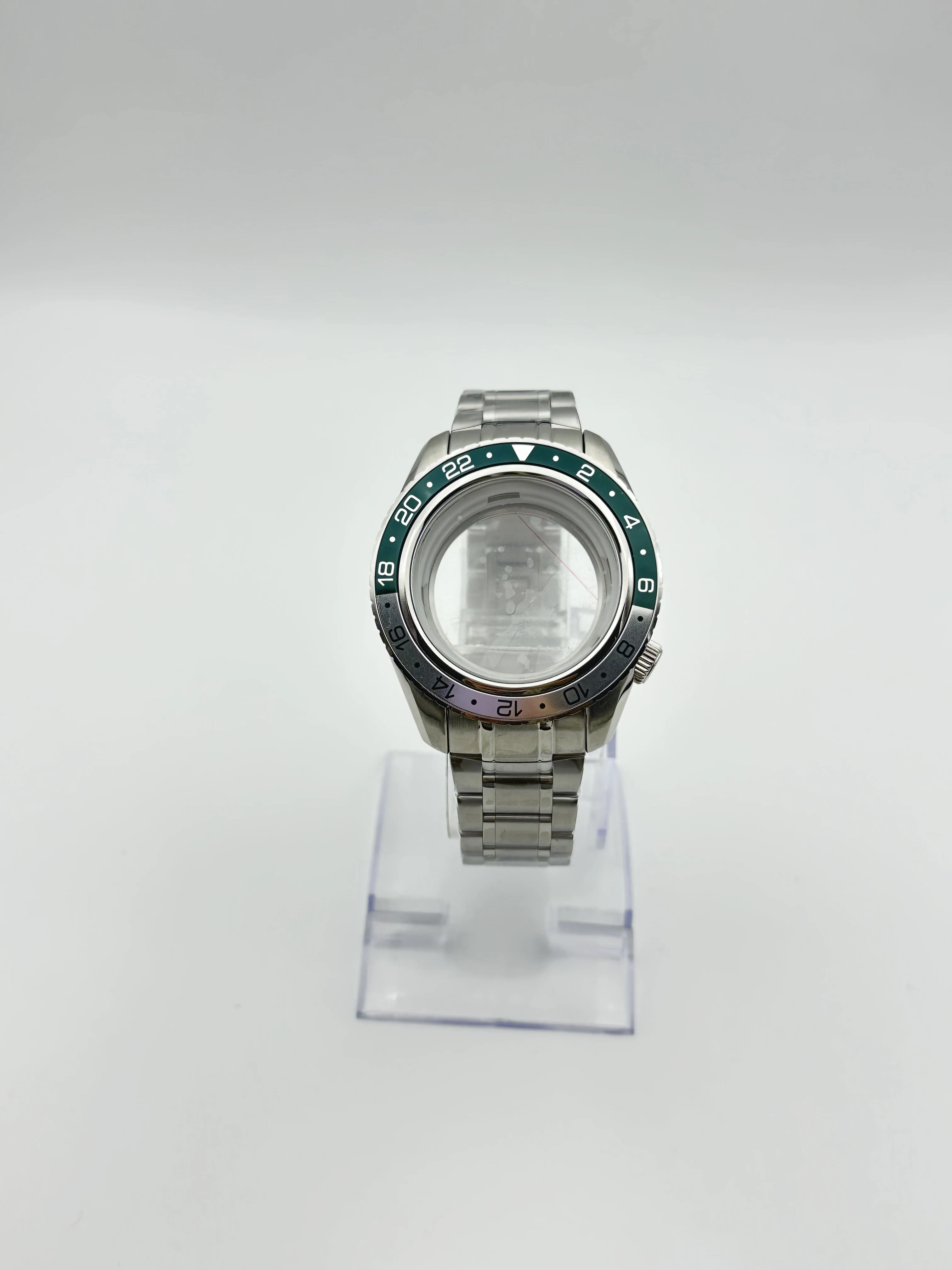 

44mm mineral glass modified stainless steel case solid steel belt set compatible with NH35/NH36/NH38 movement DIY