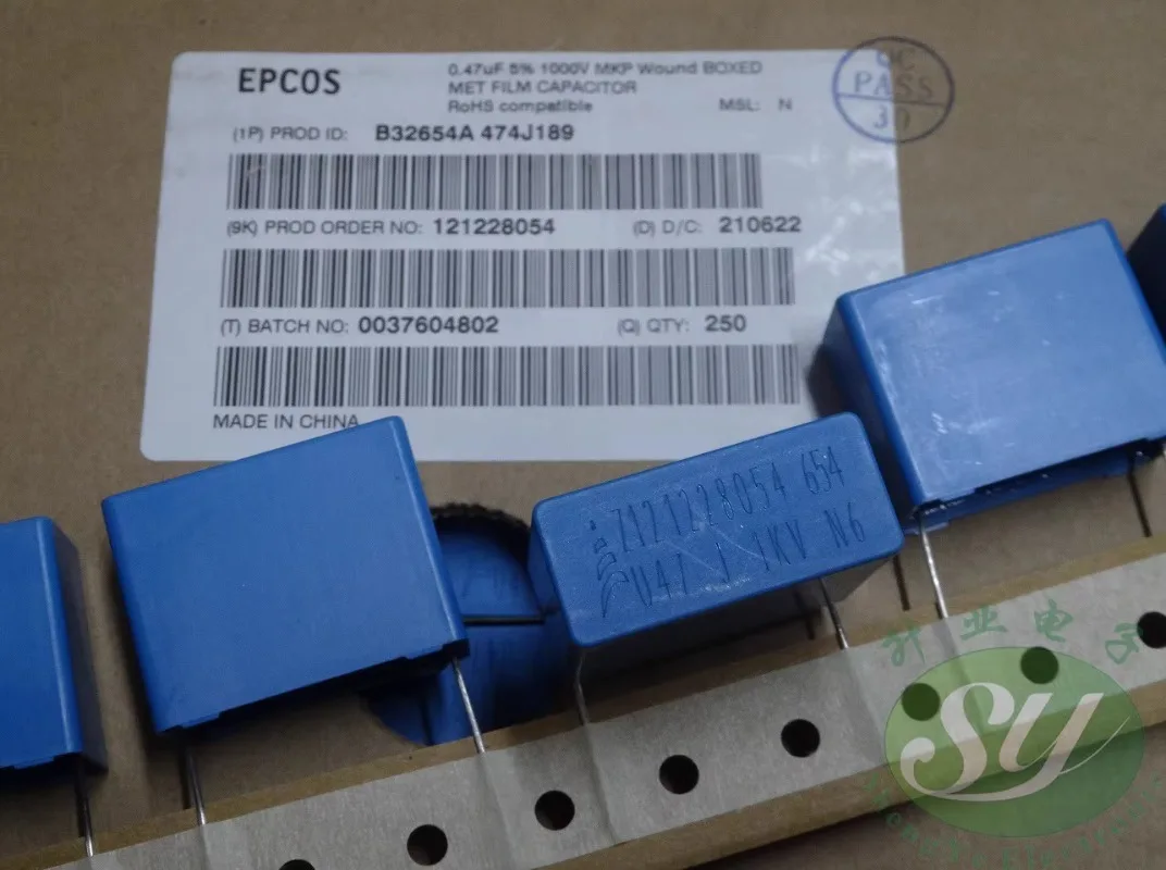

EPCOS 0.47uf/1000v 470nf u47 474 New 28mm film capacitor B32654A474J