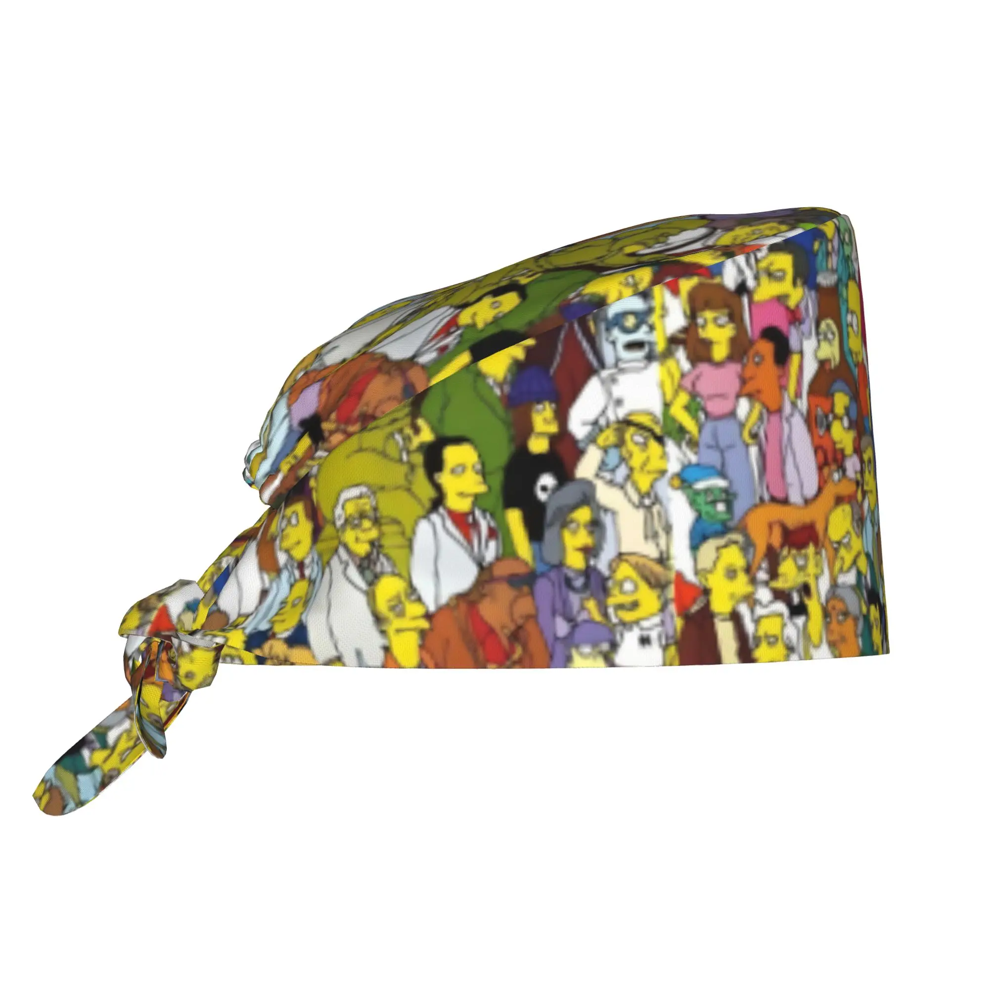 S-Simpsoned Cartoon Nursing Work Cap Surgical Scrub Caps Unisex Nursing Hair Hats Homer Manga Work Scrubs Hat Medical Surgical