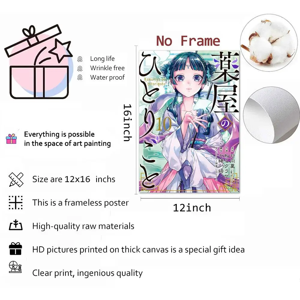 يوميات الصيدلية أنيمي Maomao اللوحة الخط قماش ملصق جدار الفن الداخلي المدخل ديكور المنزل هدايا العيد