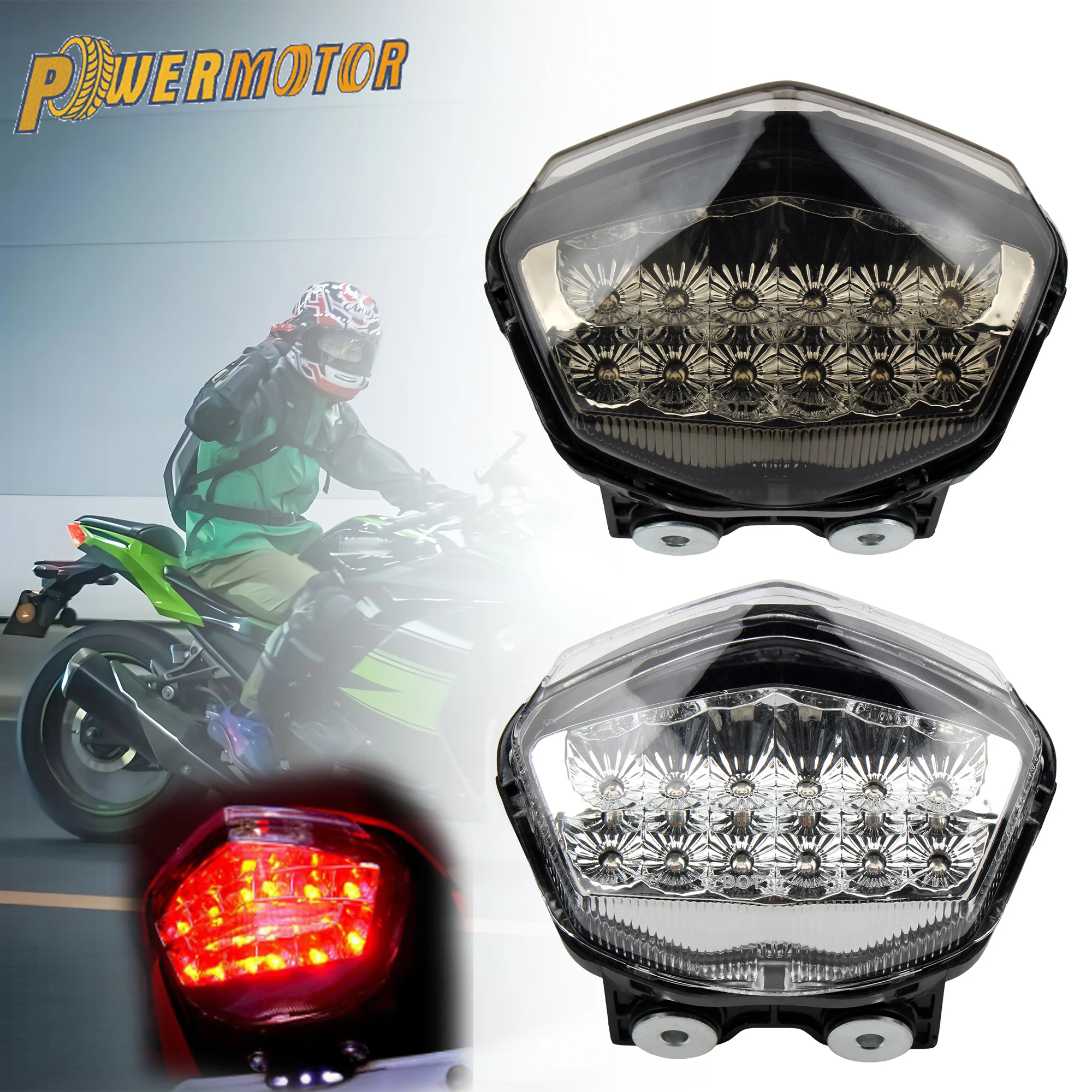 

2008-2012 Motorcycle Red LED Rear Turn Signal Tail Stop Light Lamps Integrated Motorbike Brake Taillight For Kawasaki NINJA250