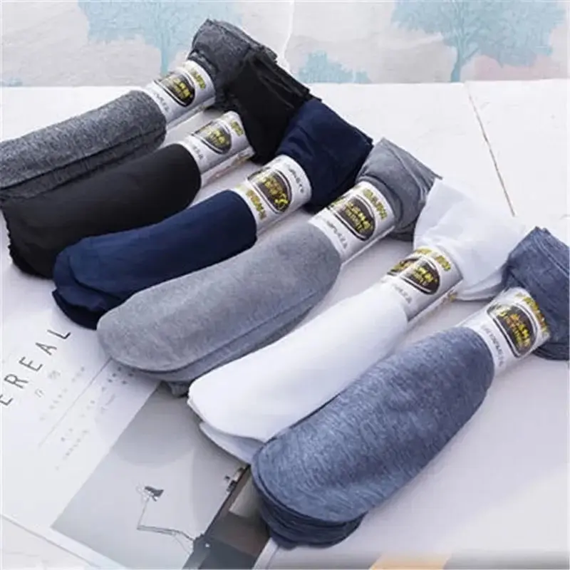 Men Summer Thin Ice Silk Short Socks Business Faux Silk Cotton Odor Resistant Line Up Business Socks Breathable Sweat Absorbent