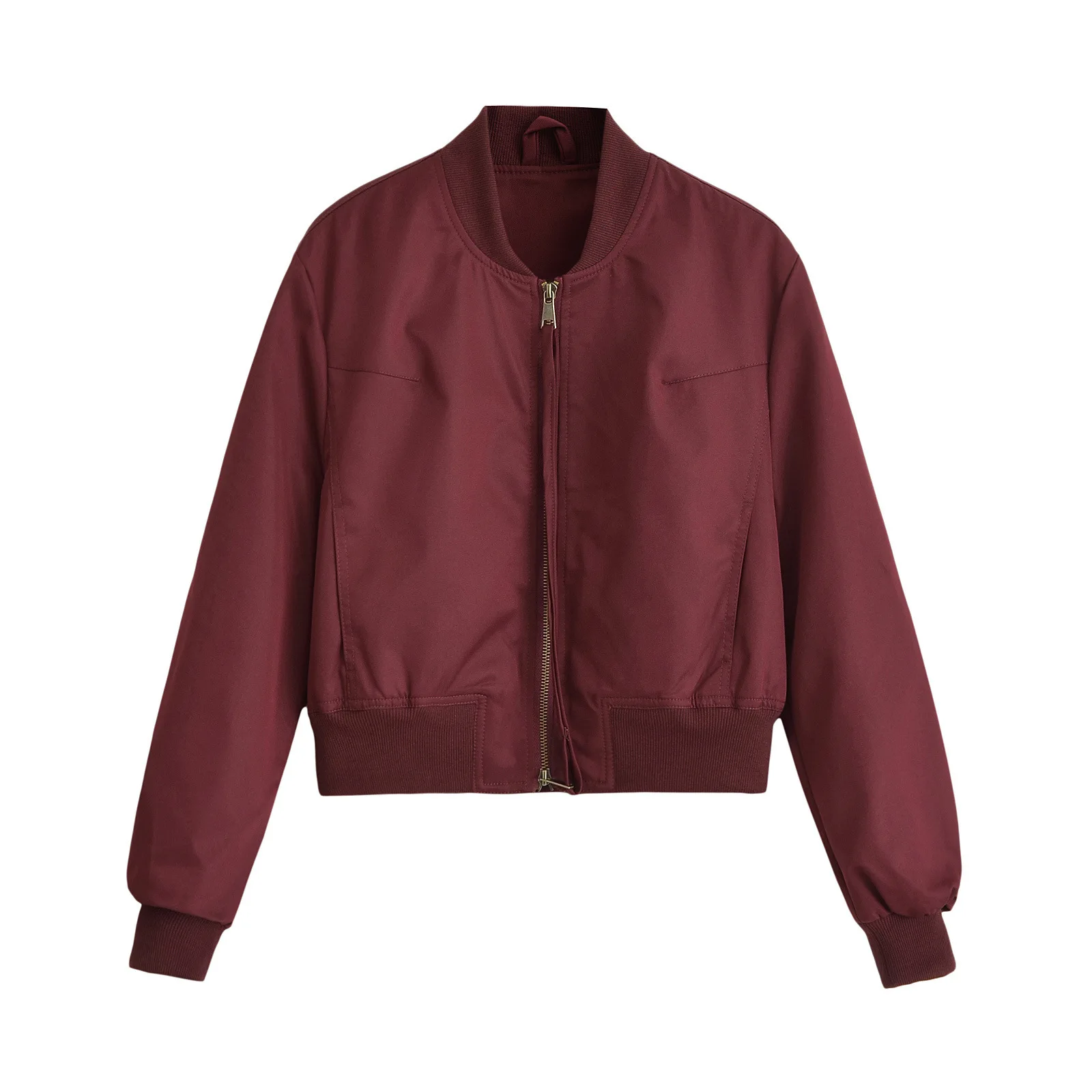 بدلة بيسبول فضفاضة ذات سحاب مزدوج على الطراز الأمريكي للنساء برقبة دائرية وقميص رائع لخريف الموضة