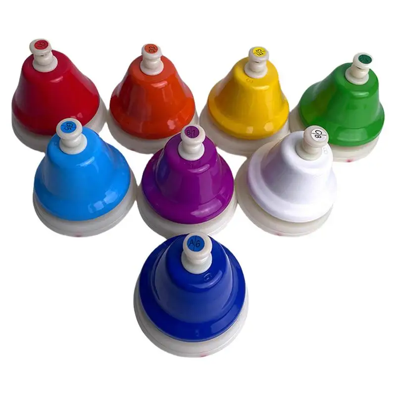 

Desk Hand Bells 8 Notes Music Toys Colorful Table Bells Teaching Percussion Instrument Diatonic Musical Learning Toy For Easter