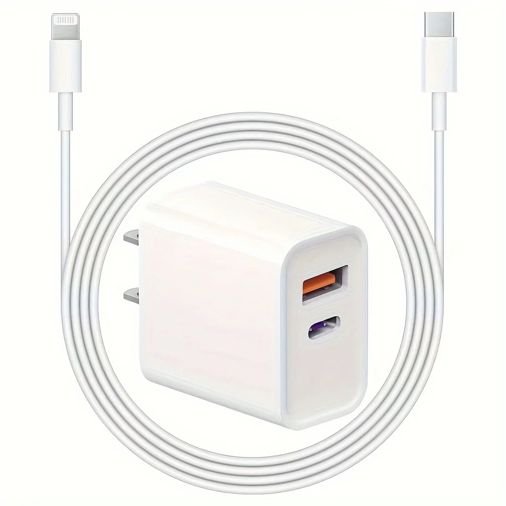 20W dual wall charger with 6-foot QC+PD 3.0 USB C power adapter, suitable for iPhone 14/14 Pro/13/15/15 Pro/XS/XR