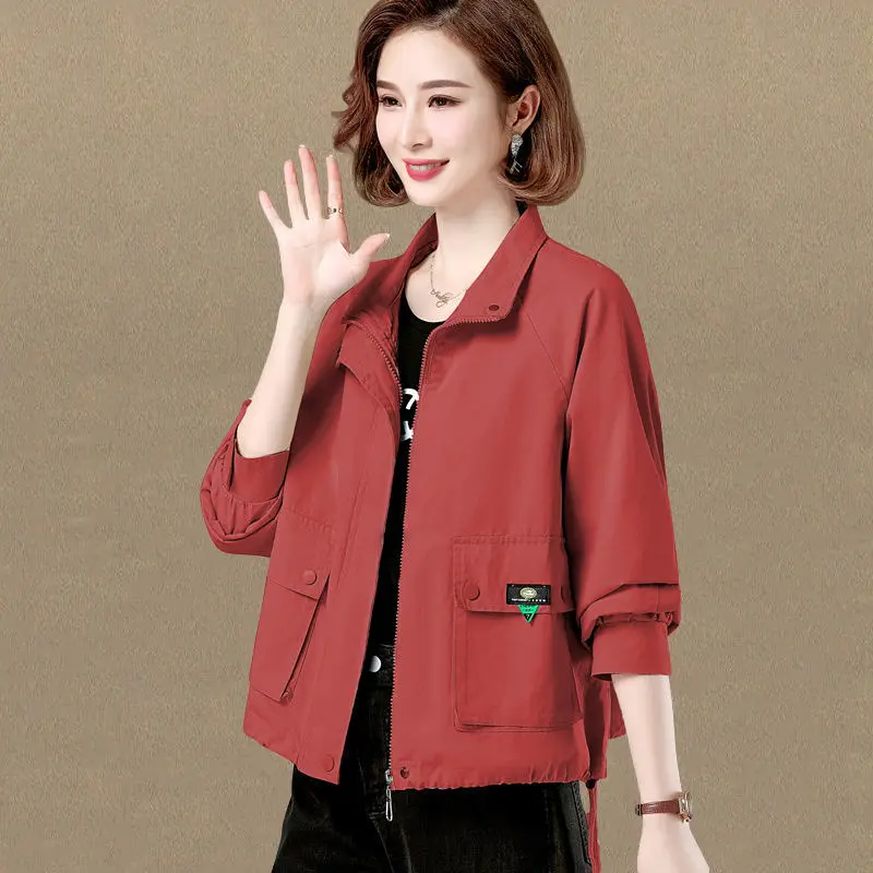 

Tooling Short Coat Women's Spring Autumn New Loose Windbreaker All-match Thin Jacket Female Temperament Splicing Slim fit Jacket