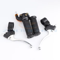 22mm Twist Throttle Grips Brake Levers Set For 2 Stroke 47cc 49cc Mini Moto Dirt Cross Pocket Dirt Bike ATV Minimoto Motocross