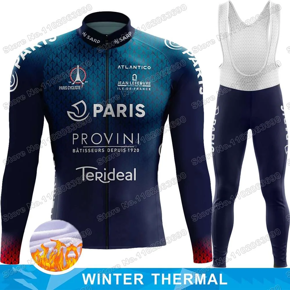 2024 Paris Cycling Jersey Set Autumn Winter France PCO Cycling Clothing Long Sleeve Men Road Bike Jacket Suit Bicycle Bib Tights