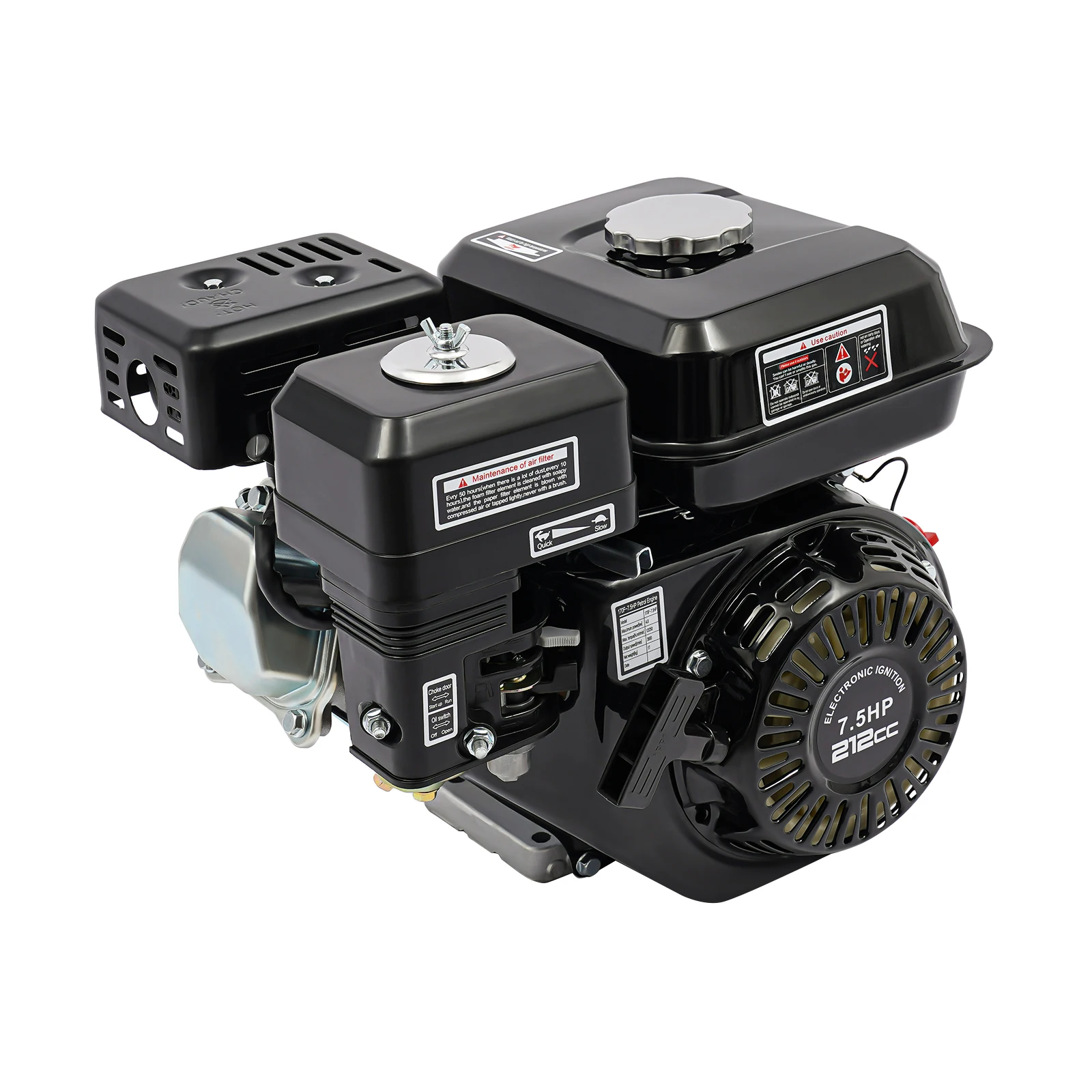 7,5 PS 212ccm Motor 4-Takt OHV, 20mm Welle 3600 U/min luftgekühlter Motor mit Ölwarnung und Ölabbruch bei niedrigem Ölstand für Pumpe, Generator, Rasenmäher (Handstart) – Detail 6
