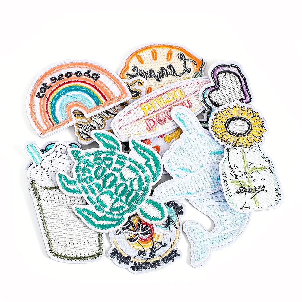 Sommerstimmung Meeresschildkröte Strand-Bum-Shaka Handaufnäher zum Aufnähen VSCO Ästhetik für Kleidung Tasche DIY Handgemachtes Deko-Geschenk Kinder – Detail 4
