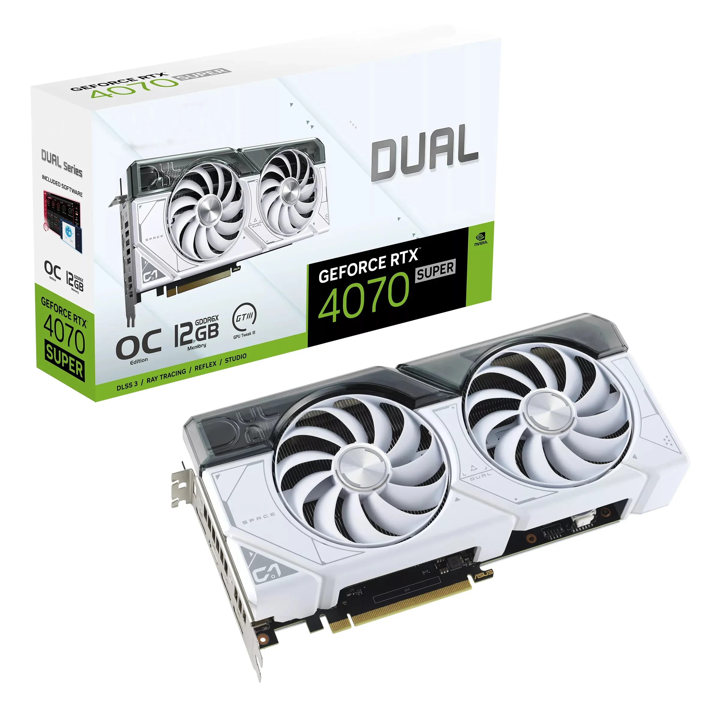 デュアルgeforceゲーミングビデオカード,スーパーホワイト,rtx 4070,oc 12gb,gddr6x,gpu,rtx 4070,新品,2024