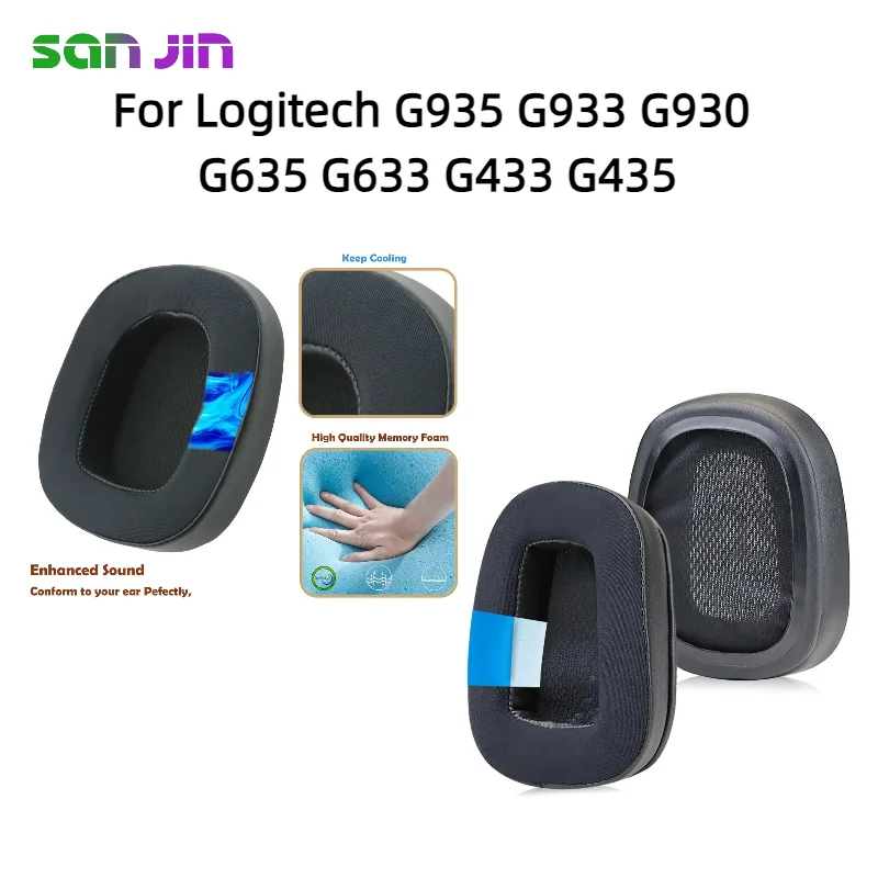 

Replacement Earpads for Logitech G935 G933 G930 G635 G633 G433 G435 Headphones Cooling Gel Ear Cushion Earmuff Sleeve Headset