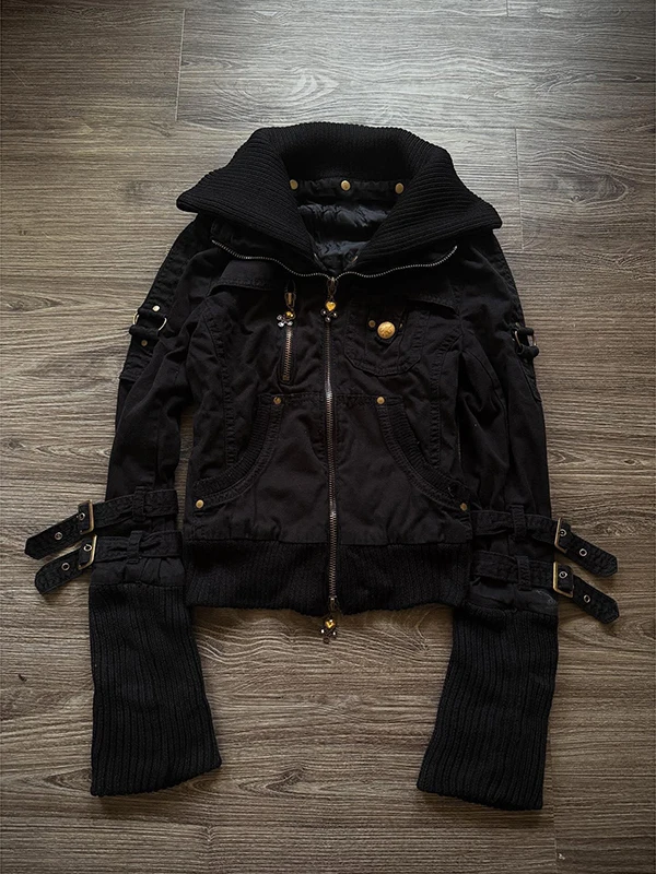 Original Bla BaoYao chica ropa de trabajo motocicleta Jaet prendas de vestir exteriores mujer Otoño Invierno Vintage Retro Top moda cierre de cremallera...