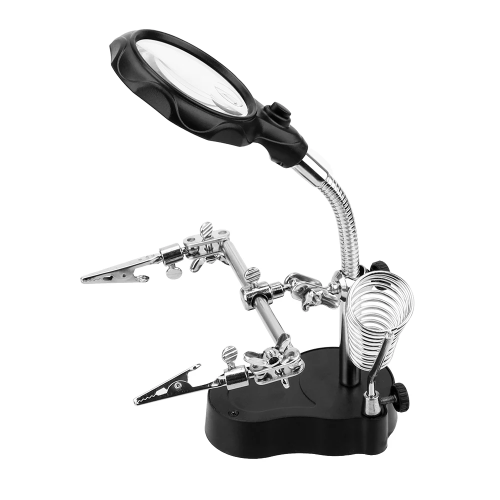 Auxiliary Tool Welding Equipment Desktop Soldering Holder Third Hand Helping Repair Tool Magnifier LED Lighting Soldering Stand