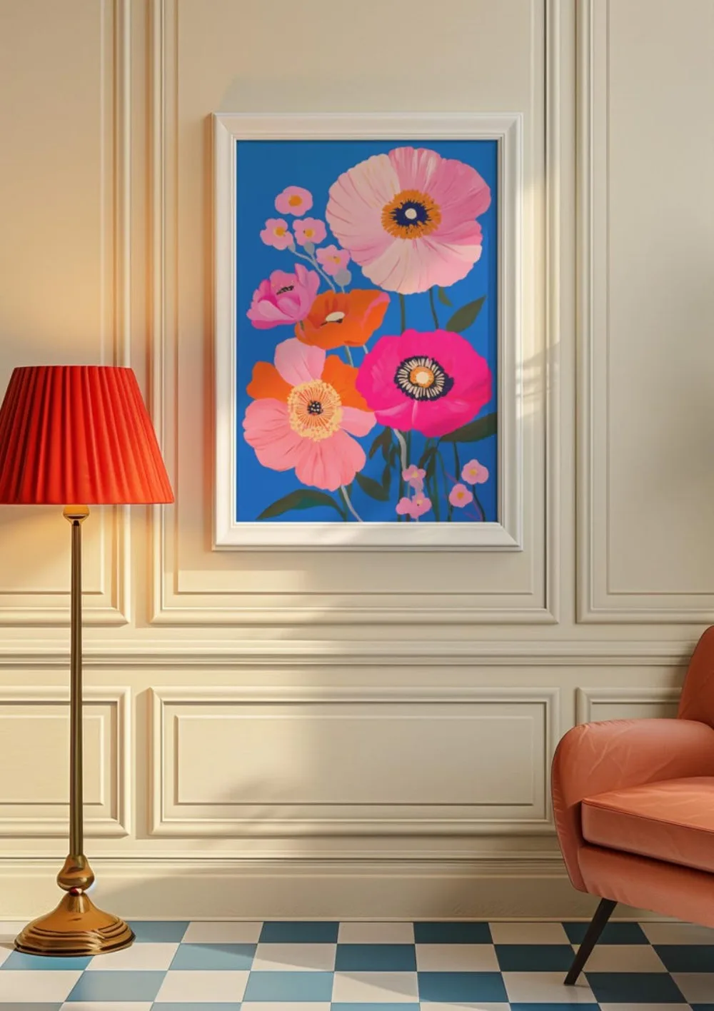 سوق الزهور روتردام، رسم الزهور التجريدي، فن الجدار الكهربائي، طباعة الأزهار، الفن البسيط، فن الأزهار، ديكور الطباعة الملونة