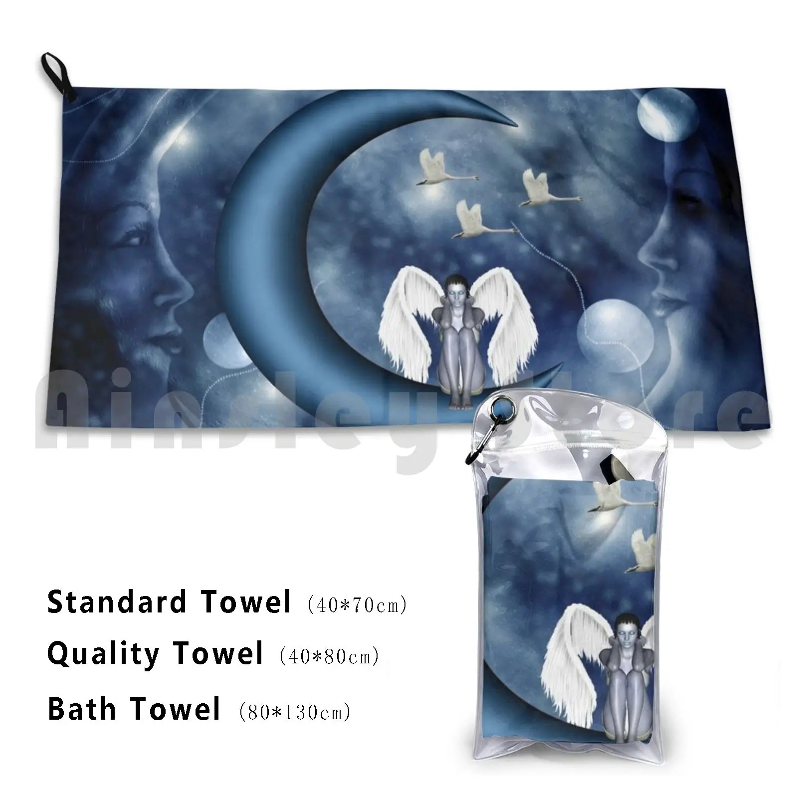 Beautiful Fairy Sitting On A Moon Bath Towel Beach Cushion Fairy Sitting Moon Night Fairytale Fantasy Womens Female