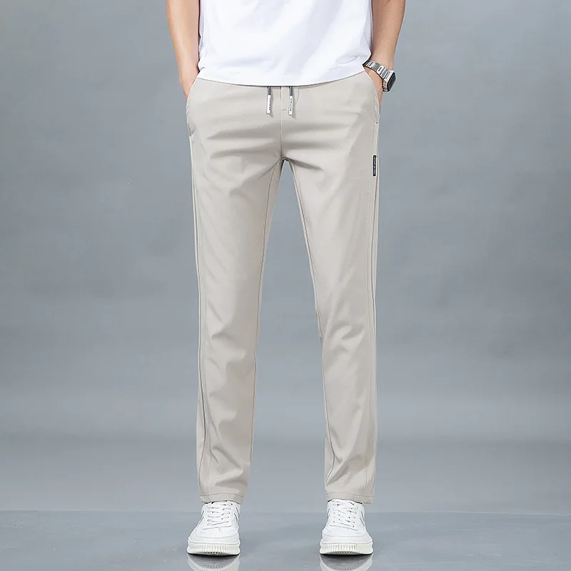 

Spring Summer Men's Ice Silk Thin Loose Sports Leisure High-End Elastic Anti-Wrinkle Non-Ironing Casual Pants