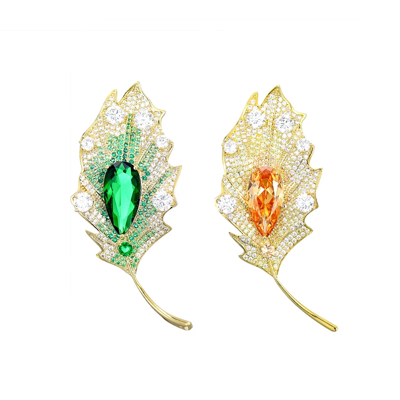

1Pc Luxury Leaf Brooch for Men Women Dainty Plant Brooches Pins Inlaid Zircon Jewelry Trendy Accessories Party Gifts 2024 Trend
