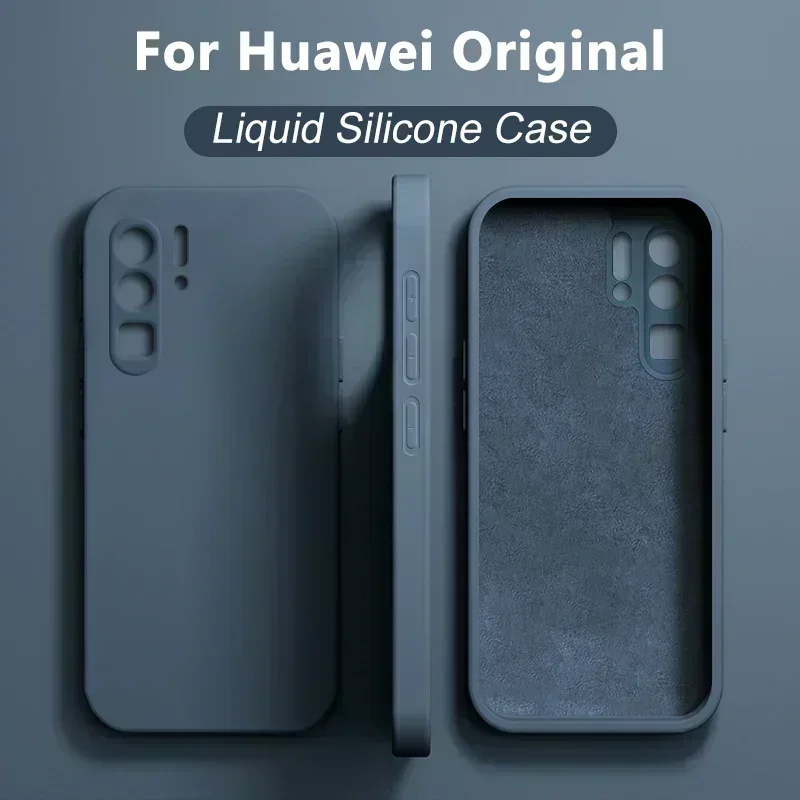 Funda de silicona líquida Original para Huawei P30, P40, P50 Pro Lite, funda a prueba de golpes para Huawei Mate 20 Pro, fundas de teléfono, accesorios