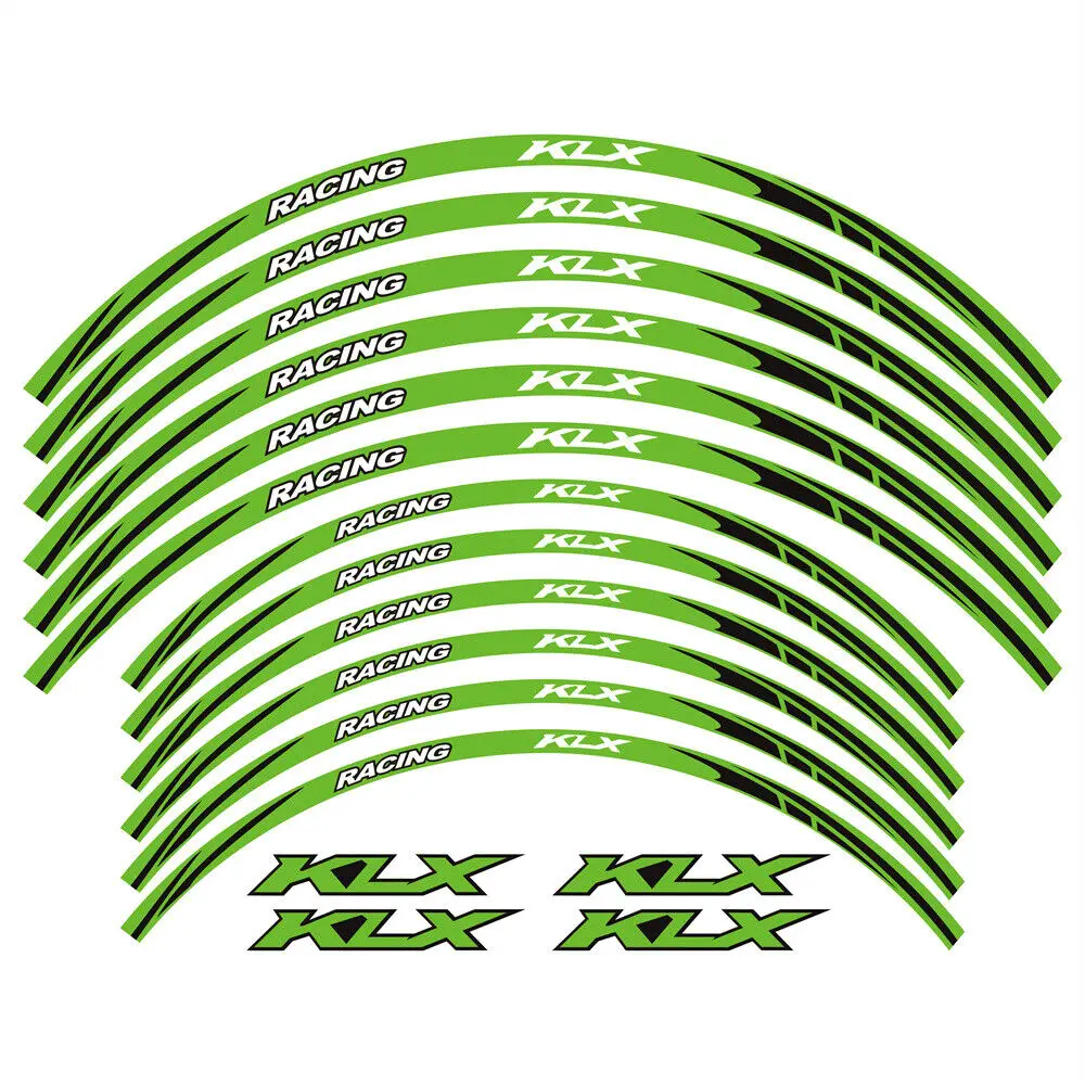 Motorcycle Wheels Tire Stickers Reflective Rim Strips Motorbike Decals film For Kawasaki KLX 230 250 300 400 400R 400R 400SR