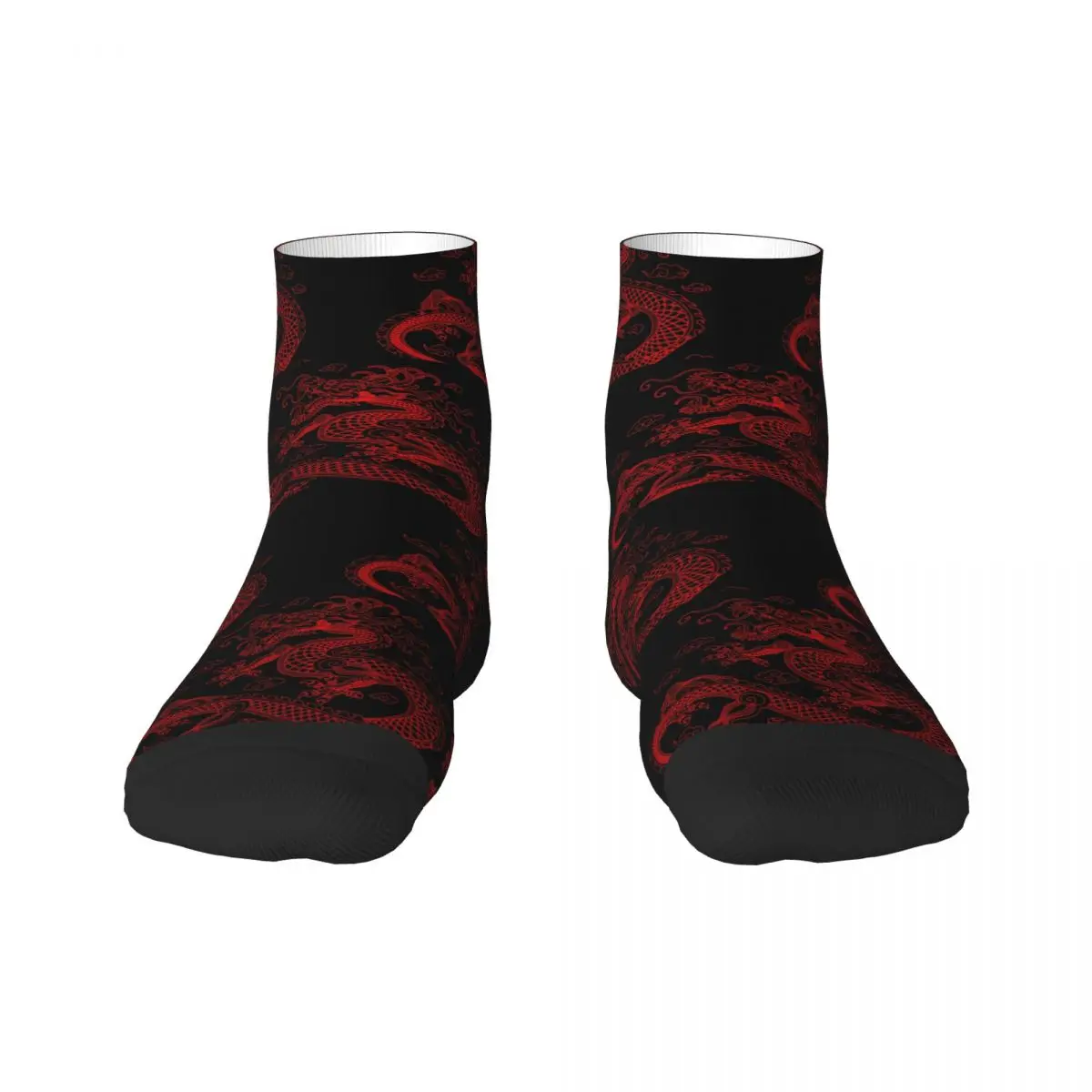 Cool Red Dragon Socks Men Women Warm 3D Printed Chinese Folklore Mythology Basketball Sports Socks