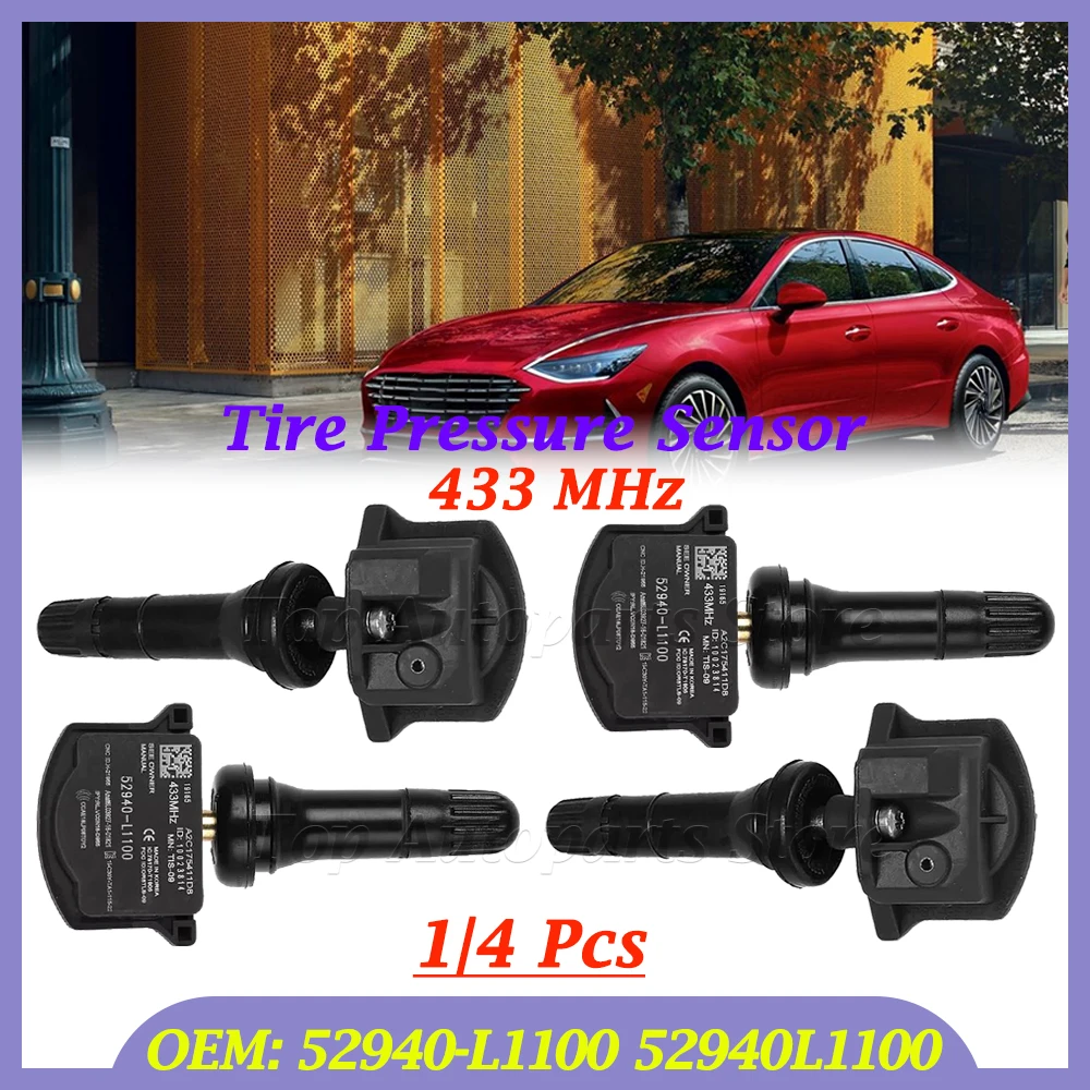 

52940-L1100 52940L1100 433 MHZ For Hyundai Elantra Ioniq 5 Sonata Kia Carnival Optima Sorento TPMS Tire Pressure Sensor