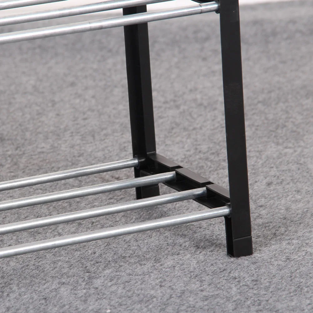 

3 Tier Shoe Rack Easy Assemble Plastic Steel Shoes Storage Organizer Holds 6 Pairs Entryway Bedroom Black