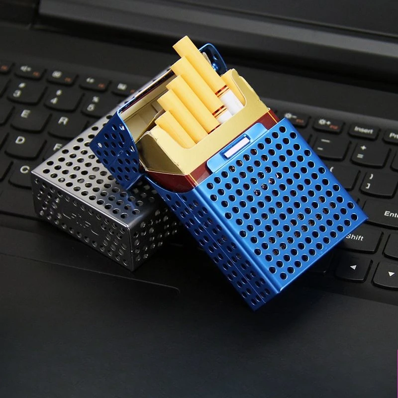 

Портсигар из алюминиевого сплава, 20 шт., мужской персонализированный креативный полый дизайн, магнитная откидная крышка, металлическая коробка