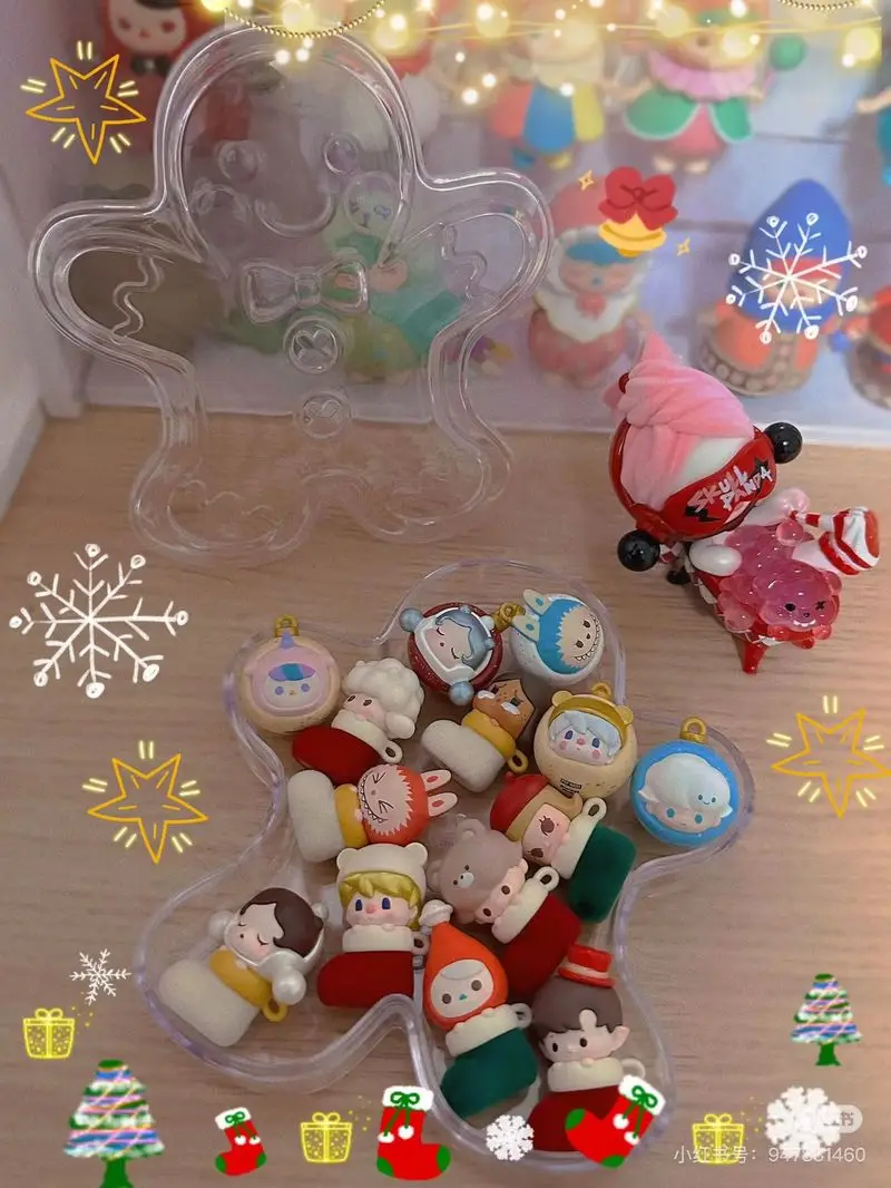 Simpatico Bean Labubu Molly Serie di calzini natalizi Simpatico kit per garage di fagioli Giocattolo alla moda Ciondolo regalo Collezione regalo di Natale Ornamento