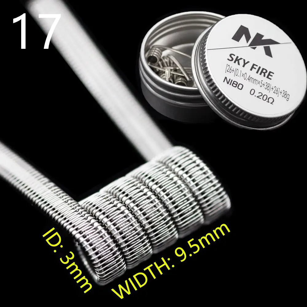 NK Fused Clapton Ni80 Flat Prebuilt Alien Coil Staggered For Rebuildable Zeux X RTA Dual RDA Heating DIY Premade Coils 8Pcs/Box