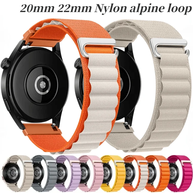 20mm 22mm Nylon Alpine Loop Strap For Samsung Watch 6/5/4/3 Huawei Watch 4/3/GT4-3-2 Pro Bracelet Wristband Amazfit GTR/GTS Band