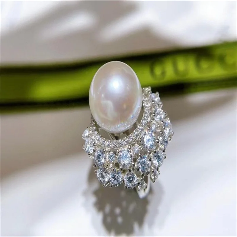 

18K Pearl Ring Luxury Designer Wedding Ring Adjustable Ladies Fashion Banquet Accessories 072404