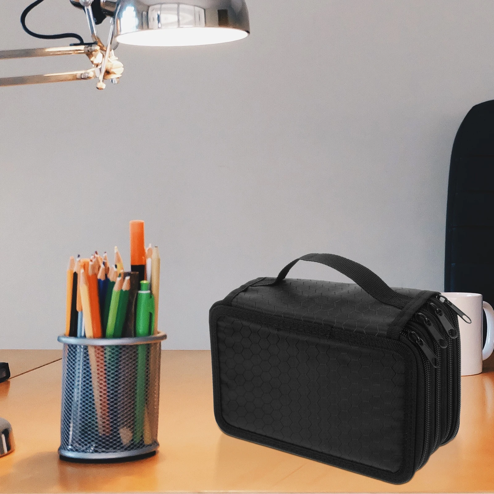 

Pencil Case For Girls Boys 4-Layer Stationery Bag Handle Eraser Sharpener Slots Nylon Organizer Art School Office Travel