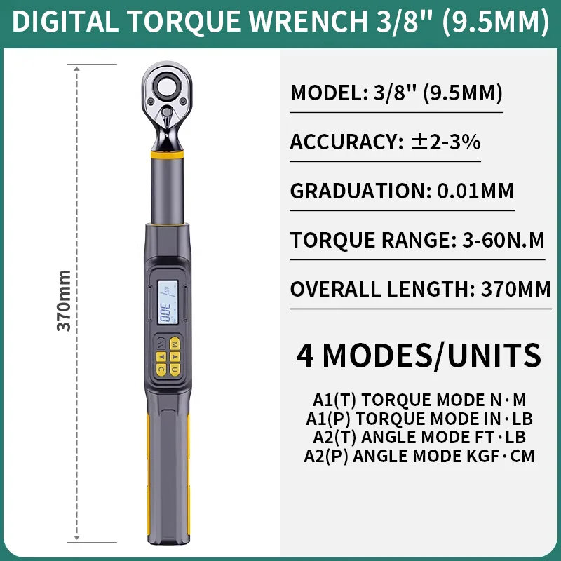

Digital Angle Torque Wrench Preset Adjustable Automotive Maintenance Tool Angle Mode/Torque Mode Bidirectional Adjustment
